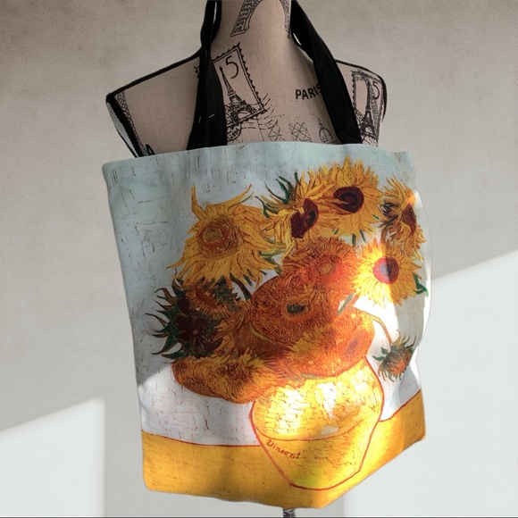 Van Gogh sunflowers art canvas bag - Picture 2 of 3
